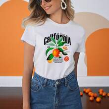 Playera Blusa De Naranjas "Los Angeles California" – Estilo Cítrico con Vibras del Oeste - Blanco - Ver 2