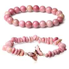 PHCOO 2 Peças Conjunto de Pulseira Decorada com Borboleta Simples e Elegante com Pedra Natural Assimétrica, Conjunto de Joias da Moda