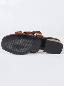 Women's Summer Thick Heel Slippers, Retro Woven Low Heel, Ladies Comfort High Heel Sandals