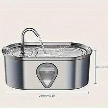 Bfairy 3.5L/0.93GAL Stainless Steel Pet Water Fountain Automatic Pet Dispener With Viewable Window Observe Water Level Suitable Cats Dogs Multiple Pets - US A Type Plug(110-127V) - View 3