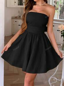 Vestido elegante para fiesta, fiesta de té, fiesta corta de vuelta al colegio, vestido sexy que ciñe la cintura, vestido strapless para ir a la playa, citas, el Día de San Valentín, el Día de la Madre, vacaciones de verano