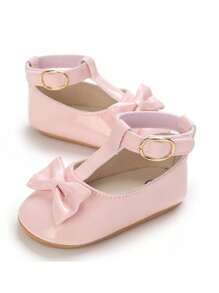 Newborn Infant Girl Princess Shoes, Fashion Bowknot Mary Jane Shoes, Non-Slip Rubber Soles, Infant Toddler Girl Flats