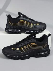 Men's Sports Shoes Casual Sneakers, Lace Up Soft Sole Flat Comfortable Academy Sports Shoes For Men, Lightweight Low-Top Daily Shoes - Black - View 5