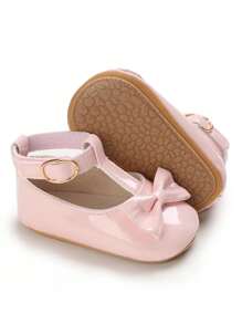 Newborn Infant Girl Princess Shoes, Fashion Bowknot Mary Jane Shoes, Non-Slip Rubber Soles, Infant Toddler Girl Flats