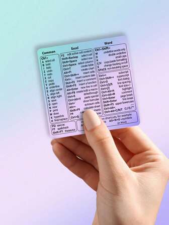 1 Stück Laptop Tastatur Tastenkürzel Aufkleber mit Farbverlauf, enthält funktionale Tastenkürzel-Symbole, selbstklebend, klar, geeignet für Büro, Computerbedienung, Effizienzsteigerung, Fertigkeitenlernen, 8x8cm