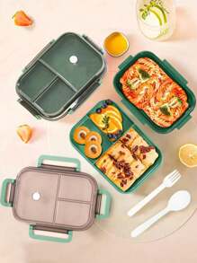 1pc Microwaveable Double-Layer Compartment Lunch Box With Handle For Women & Men, Students,Set Of Utensil , Bento Lunch Box, Microwavable,Leak Proof, Food Container(Pink),Back To School Christmas For Holiday Gift Giving