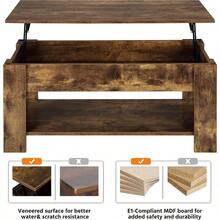 Wood Coffee Table, Lift Top Coffee Table With Storage, Lift Up Coffee Table For Living Room Furniture, Modern Rectangular Lifting Tea Table, Espresso - Rustic Brown - View 7