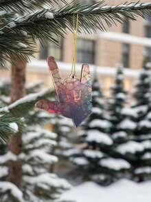 10,2x8,3x0,6cm Decoración de gesto de mano de música rock de madera y acrílico en capas "El amor no necesita palabras", regalo creativo para amantes, amigos, entusiastas del DIY, fans de la música rock y amantes de la música