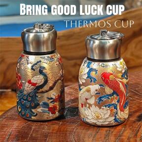 New Retro Chinese Style Stainless Steel Cup With Handle, Portable Tumbler For Car/Office, Heat-Preserving