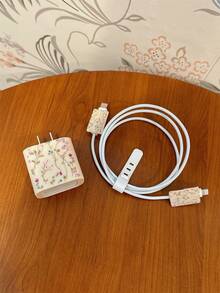 4pcs Floral Pattern TPU Charger Protector Case, Compatible With IPhone 13/14/15, Fits 18W/20W Adapter - Includes Cable And Tip Cover, Ideal Gift - Multicolor - View 2