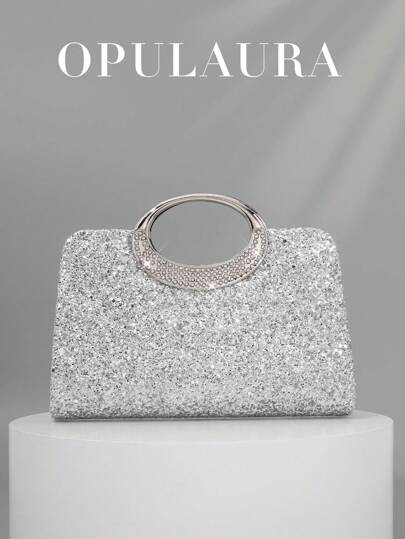 OpulAura Women's Fashion Sparkling Crystal Rhinestone Evening Clutch Purse, Luxury Glitter Cocktail Party Handbag, Suitable For Formal Gown, Party, Birthday, Wedding, Perfectly Matching With Bridal Party, Clutch Bag For Wedding, Party Bags,Perfect For Party Wedding Prom Dinner/Banquet Matching With Holiday Party Dress Evening Dress & Sequin Dress
