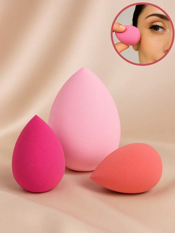 Kit Com 3 Esponjas Para Maquiagem 2 Mini Esponja 1 Grande Limpeza Facial