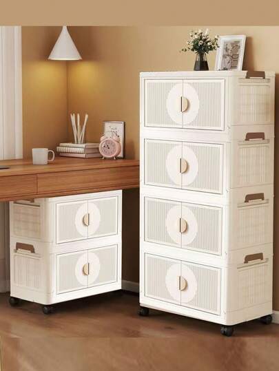 No-Installation Foldable Storage Cabinet, Home Use Baby Clothes Wardrobe, Thickened Plastic Children Clothes & Toy Storage