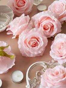 6pcs Fake Roses 3.9in Artificial Silk Flowers Faux Rose Flower Bouquet Bridal Wedding Flowers For Garland Wreath Arrangement Wedding Centerpiece Party Home Kitchen Decor