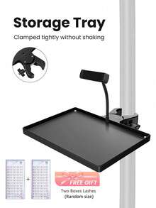 A Set Of Eyelash Storage Tray, Black, Multifunctional Adjustable Phone Holder And Tray. Lash Tray Organizer Suitable For Eyelash Beauty Tools And Daily Use - Black - View 7