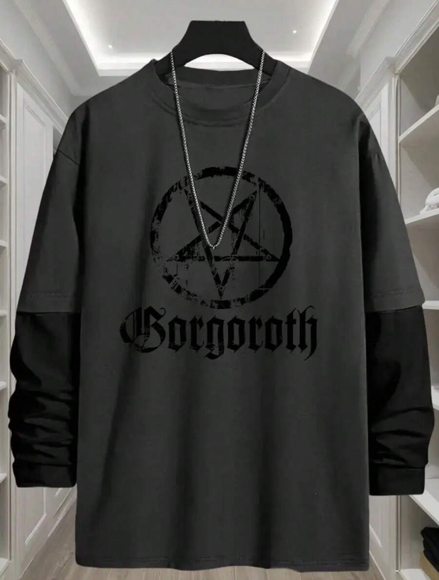 Long Sleeve T-Shirt Lead Streetwear Model: "Estrela Borgoroth" - Tumblr Style/Special Launch - Dark Grey - View 1