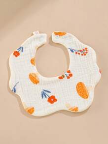 6-Layer Floral Print Saliva-Absorbent Baby Bibs, Infants Pure Cotton Burp Cloths, Newborn Anti-Spitting Drool Bibs