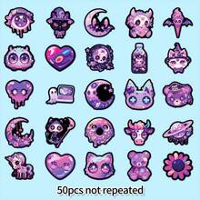 50pcs Gothic Style Dark Purple Cartoon Graffiti Stickers Suitable For DIY Skateboards Luggage Helmets Notebook Stickers