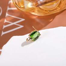 4pcs Copper Crystal Glass Oval-Shaped Earring Pendants With Holes, DIY Handmade Earring Jewelry Accessories