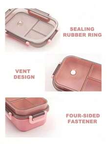 1pc Microwaveable Double-Layer Compartment Lunch Box With Handle For Women & Men, Students,Set Of Utensil , Bento Lunch Box, Microwavable,Leak Proof, Food Container(Pink),Back To School Christmas For Holiday Gift Giving