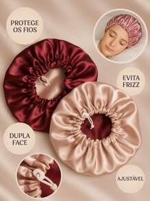 Touca De Cetim Ajustável Dupla Face Para Dormir Anti Frizz Protege E Alinha o Cabelo