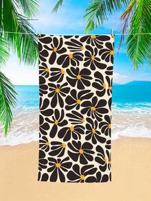 1 件波西米亚花卉沙滩巾，超大超细纤维沙滩毯，超强吸水浴巾，适合旅行、泳池、潜水、冲浪、瑜伽、露营、成人及各种尺寸，沙滩配件夏季假日浴室装饰沙滩必需品 - 彩色 - 查看 3