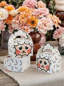 6pcs Eid Al-Adha Gift Box With Sheep Pattern, Meat, Dessert, Fruit, Cake Food Packaging Box, Animal Theme Party Gift Box