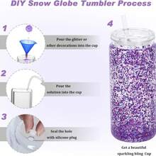 HILAKE 20 Oz Christmas Plastic Snow Globe Tumbler, 25 Pack Double Wall Acrylic Tumbler With Drilled Hole, Plastic Mason Jar Cups Can For Snow Globe Glitter DIY (Mixed Colors)Perfect For Cold Beverages, Weddings, Valentine's Day, Thanksgiving, And Engagements - 25pcs Transparent - 查看 2