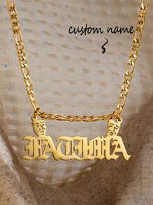 1 Pieza Collar con colgante de nombre minimalista con máscara de comedia y tragedia, collar personalizado con texto personalizado y cadena de , colgante de letra de acero inoxidable, regalo para fiesta de amigos, fiesta temática, regalo de graduación
