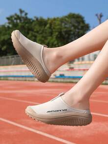 女士运动鞋，新款网眼透气女士超轻减震运动休闲鞋，时尚百搭一脚蹬穆勒鞋，适合室内、室外、夏季，乐福鞋 - 卡其色 - 查看 10