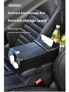 1pc Car Armrest Storage Box, Creative Car Tissue Box, Multifunctional Car Storage Organizer Holder With Cup Holder Summer Storage Organizer Gift - Multicolor - View 3