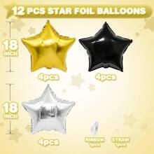 18 Inch Giant Star Foil Balloons - Shiny Metallic Party Decorations For Birthday/Wedding, Festive Backdrop Photo Props, Bulk Pack Celebration Supplies