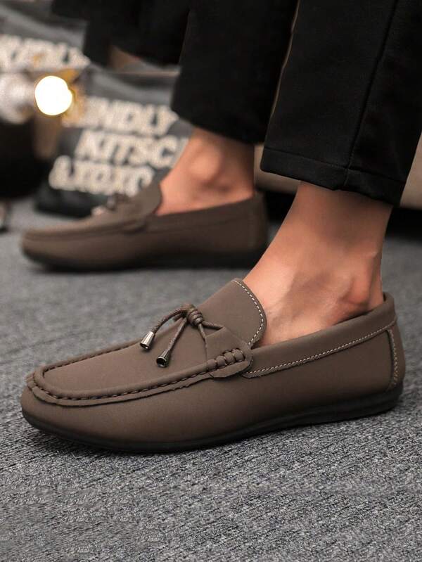 Men's Loafers Casual Shoes Versatile New Penny Loafers Slip-On Boat Shoes Flat Shoes Men's Canvas Flat Shoes Business Formal Shoes Black Leather Shoes (Run Small, Suggest Ordering One Size Up)