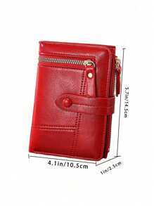 Nouveau portefeuille coréen pliant multifonctionnel, couleur bordeaux, petit porte-cartes anti-vol, portefeuille et porte-monnaie en PU doux, cadeau pour femme, mini-portefeuille, porte-monnaie