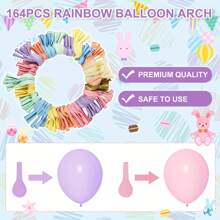 164pcs Pastel Balloon Garland Kit, Rainbow Unicorn Balloon Arch, Colorful Gold Balloons For Baby Shower, Baby Birthday, Pastel Easter, Wedding, Mermaid Ice Cream Party Decor