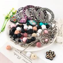 36pcs/Set, DIY Handmade Kit, With An Outer Diameter Of 65mm Printed O-Ring And Silicone Focal Beads, As Well As A Combination Of 15mm Silicone Beads, Hexagonal Silicone Beads, And Lentil Beads, Used For DIY Crafts And Keychain Pendants, Etc - Multicolor - View 3