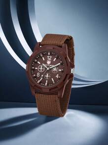 3 Peças de Relógios Masculinos com Escala Digital Simples e Vintage na Pulseira de Lona, Relógio de Quartzo Masculino Adequado para Uso Diário, Decoração ou Presente para Amigos ou Pais