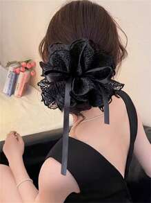1 pièce Chouchou en dentelle doux et élégant pour femme, support de queue de cheval, convient aux robes, accessoire capillaire pour le port quotidien, printemps/été, chouchous de style bohème chic