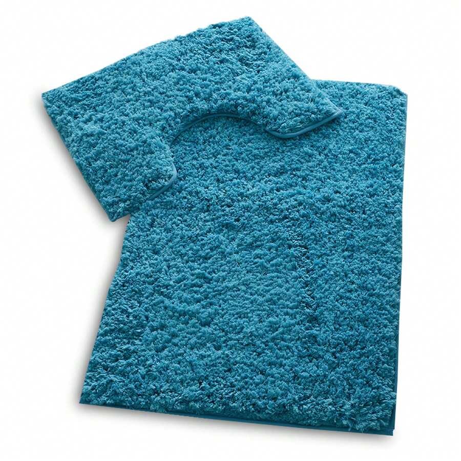 VELVETIO Bath Mat Set Zero Twist Soft Pedestal Mats Non Slip Toilet Bathroom Rug 2PC