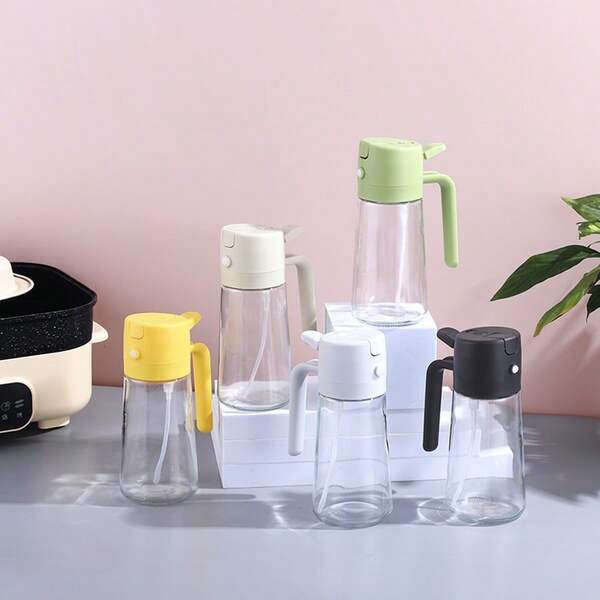 1pc 470ml 2-In-1 Plastic Oil Sprayer Bottle, Large Capacity Multi-Purpose Plastic Oil Storage Bottle, Kitchen Cooking Oil Sprayer Tool For Cooking Oil, Olive Oil, Soy Sauce, Vinegar