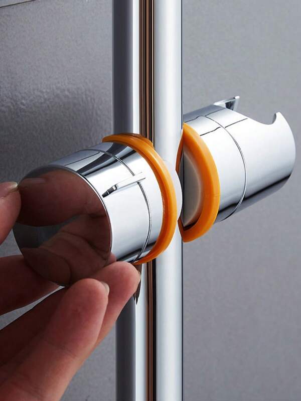 Suporte de chuveiro ajustável de fácil instalação, 1 peça - sem impactos, com haste telescópica e base fixa, acabamento prateado e cromado, para banheiros modernos, decoração de banheiro, acessórios de banheiro, organizador de banheiro, armazenamento para a volta às aulas