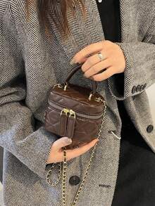 Lightweight Mini Bag, Chain Bag, Quilted Bag, Handbag, Bucket Bag, Suitable For Girls, College Students And Office Ladies, Great For Office, University, Work, Commute, Outdoor Activities, Travel And Picnic - Coffee - View 2