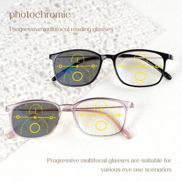 Óculos de leitura multifocais progressivos, fotocrômicos, visão nítida para perto e longe, armação leve, uso confortável, design unissex