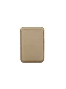 1 pieza Soporte de tarjetas magnético de piel sintética, estuche compacto y práctico para tarjetas, compatible con 12/13/14/15/16 con pegatina trasera para almacenar tarjetas bancarias/de identificación/de acceso y monedas