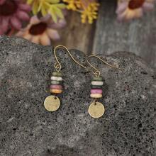 Boucles d'oreille rondes vintage et créatives en plaque de fer fait main avec perles, accessoire de mode pour femmes