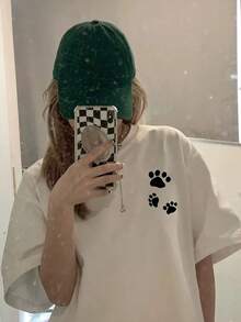 Japanese Style Women's Casual Loose Fit Round Neck Versatile Printed Short Sleeve T-Shirt, Spring/Summer - White - View 3