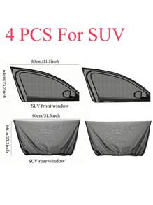 Parasol universal para autos y SUV, protección UV y anti-mosquitos de gasa elástica para ventanas, parasol para ventanas laterales delanteras y traseras, nuevo accesorio protector de malla