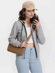 Women's Cold Weather Blouse Coat Sweatshirt With Hood And Plush Lining – Cotton | S To XL | 6 Colors - Light Grey - View 3
