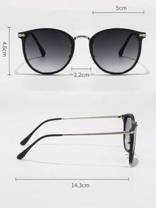 Retro Round Metal Frame Sunglasses For Women, Classic Design, Outdoor, Travel, Beach, Vacation, Daily Wear, Summer Sun Protection, UV-Blocking Driving/Cycling Shades - 彩色 - 查看 4