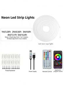 1串霓虹灯,44颗LED灯,带遥控器,易于使用 - 多色光 - 查看 4